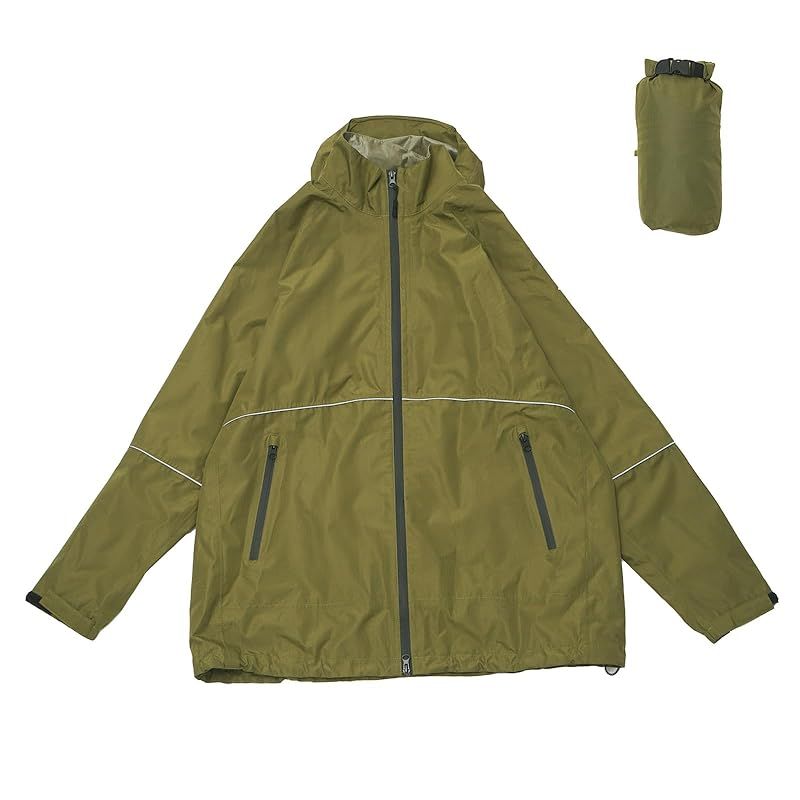 【新品】 KiU キウ フレックス ライドジャケット FLEX RIDE JACKET 防水 撥水 耐水 レインコート バックパック リフレクター おしゃれ 通勤 通学 自転車 収納袋 ユニセックス メンズ レディース カーキ K503L-906