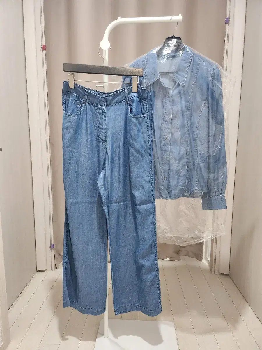 デニム ワイド パンツ デニム シャツ セット 新品