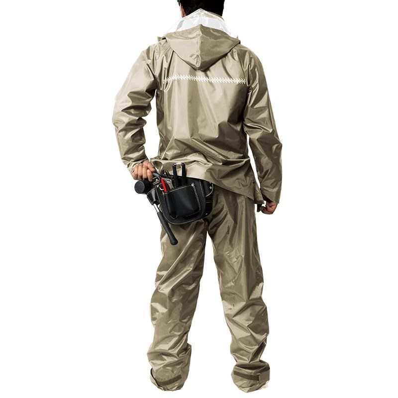 【新品】 レインスーツ 上下 メンズ (耐水圧:10000mmH2O) (二重袖構造) (裾調節テープ機能) (背中反射プリント) (水滴浸入防止) 4L ライトグレー AS-4000-4L