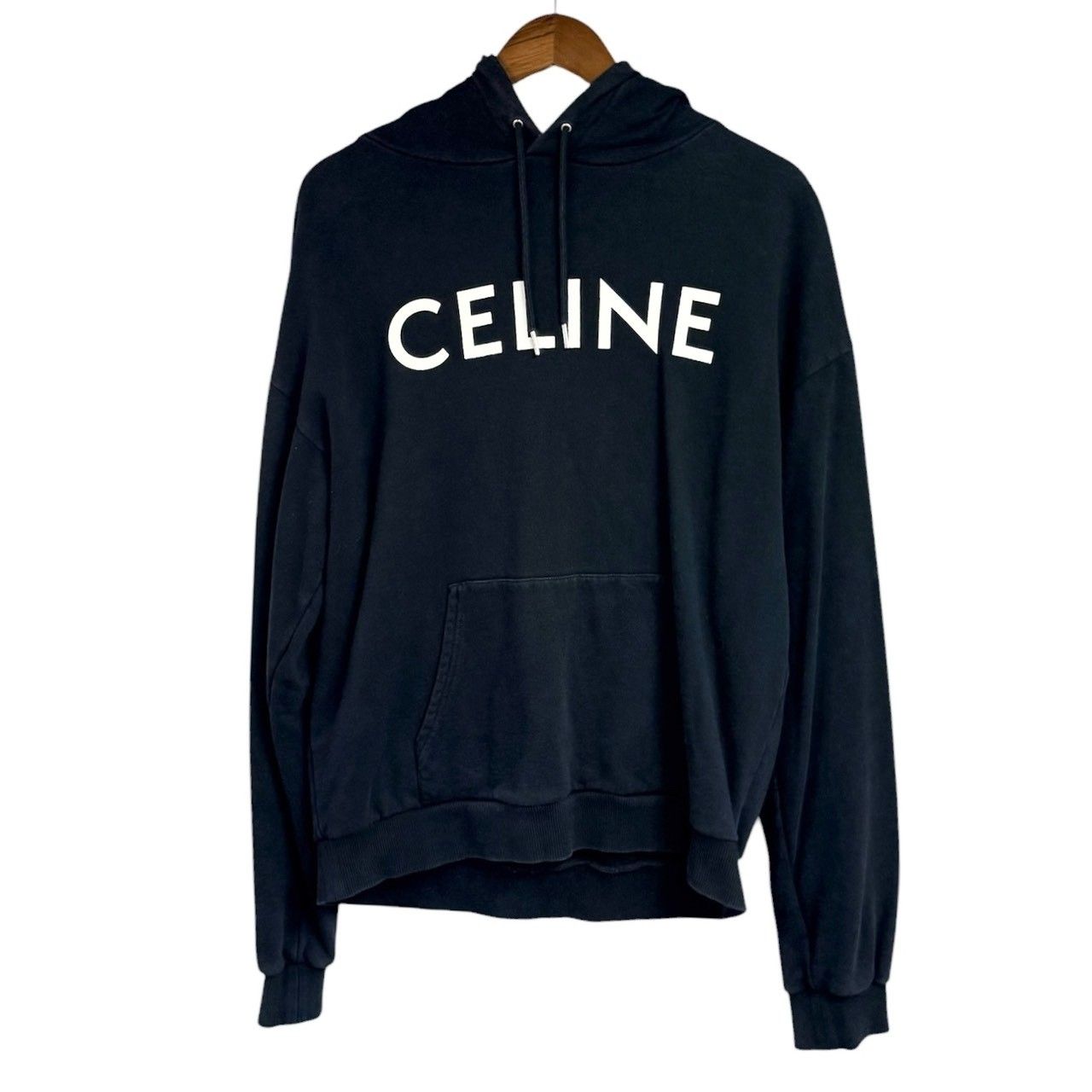 CELINE セリーヌ イタリア製 ロゴプリントプルオーバーパーカー 2Y321052H L ブラック 15428