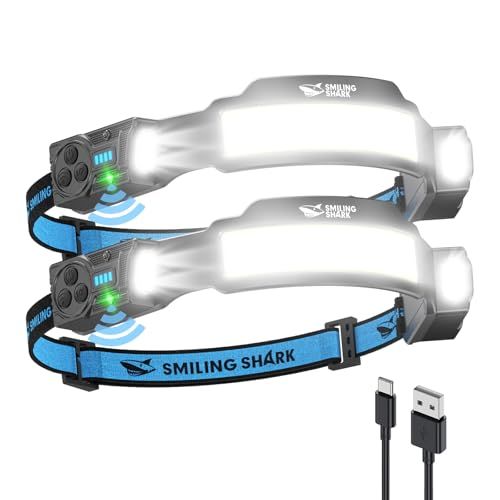 Smiling Shark ヘッドライト TS-4 【新登場・超高輝度COBライト*4・調節な集光ライト】高輝度ヘッドライト Type-C充電式 LEDヘッドランプ 強力 5つ照明モード 点滅 270°広角照明 人感センサー付き 300°角度 f9e0151f