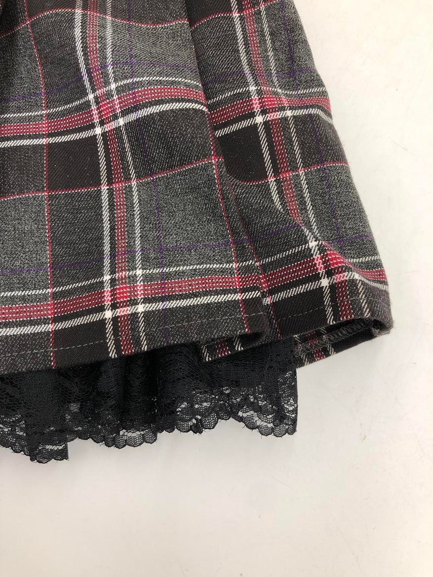 Secret Honey シークレットハニー ロゴ刺繍ネクタイ付ブラウス レースアップヨークプリーツスカート セットアップ size2/ホワイト×グレーチェック ■■◎レディース Secret Honey シークレットハニー ロゴ刺繍ネクタイ付ブラウス レースアップヨークプリーツスカート セットアップ size2/ホワイト×グレーチェック ■■◎レディース