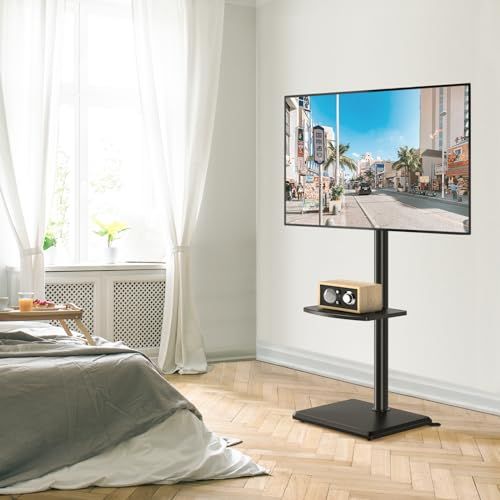 Rfiver テレビスタンド ハイタイプ tvスタンド 27~60インチ対応 壁寄せ テレビ台 VESA/横100?400 ?/縦100?400 ? 木製台座 耐荷重40 kg 高さ調整可能 左右回転35° 家用 会社用 ブラックY c51e2509
