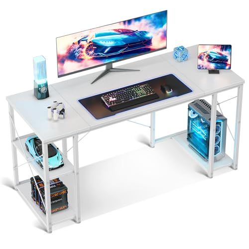 AODK ゲーミングデスク パソコンデスク 机 pcデスク 幅140cm 両側ラック&CPUスタンド付き gaming desk ゲームデスク 勉強机 オフィスデスク 在宅ワークデスク 長机 左右入れ替え対応 おしゃれ ホワイトY f1339370 AODK ゲーミングデスク パソコンデスク 机 pcデスク 幅140cm 両側ラック&CPUスタンド付き gaming desk ゲームデスク 勉強机 オフィスデスク 在宅ワークデスク 長机 左右入れ替え対応 おしゃれ ホワイトY f1339370