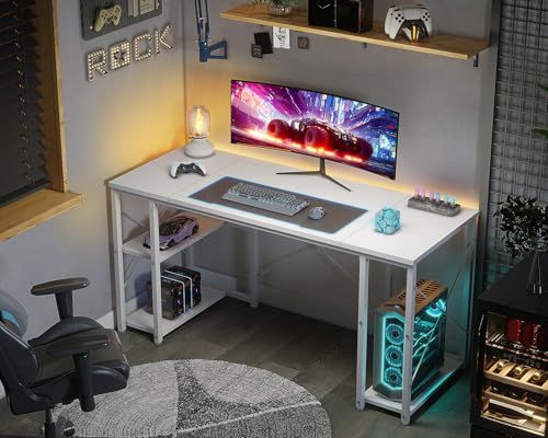 AODK ゲーミングデスク パソコンデスク 机 pcデスク 幅140cm 両側ラック&CPUスタンド付き gaming desk ゲームデスク 勉強机 オフィスデスク 在宅ワークデスク 長机 左右入れ替え対応 おしゃれ ホワイトY f1339370 AODK ゲーミングデスク パソコンデスク 机 pcデスク 幅140cm 両側ラック&CPUスタンド付き gaming desk ゲームデスク 勉強机 オフィスデスク 在宅ワークデスク 長机 左右入れ替え対応 おしゃれ ホワイトY f1339370