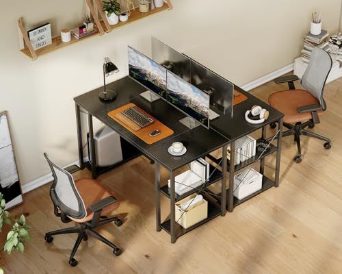 AODK ゲーミングデスク パソコンデスク 机 pcデスク 幅120cm 両側ラック&CPUスタンド付き gaming desk ゲームデスク 勉強机 オフィスデスク 在宅ワークデスク 長机 左右入れ替え対応 おしゃれ ブラックY 78769c79