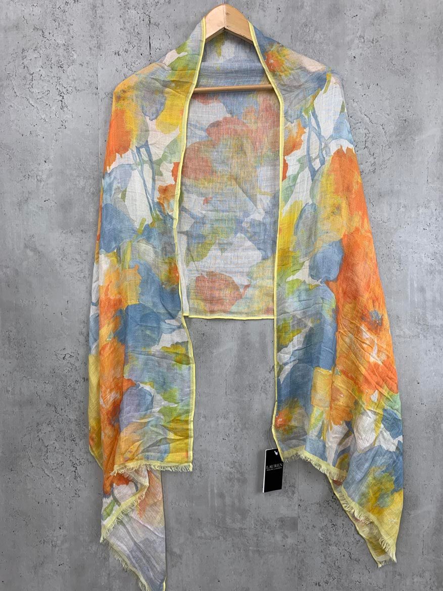 新品 LAUREN RALPH LAUREN ローレンラルフローレン フローラル モダールリネン ラップ スカーフ イエロー ■■◎レディース 新品 LAUREN RALPH LAUREN ローレンラルフローレン フローラル モダールリネン ラップ スカーフ イエロー ■■◎レディース