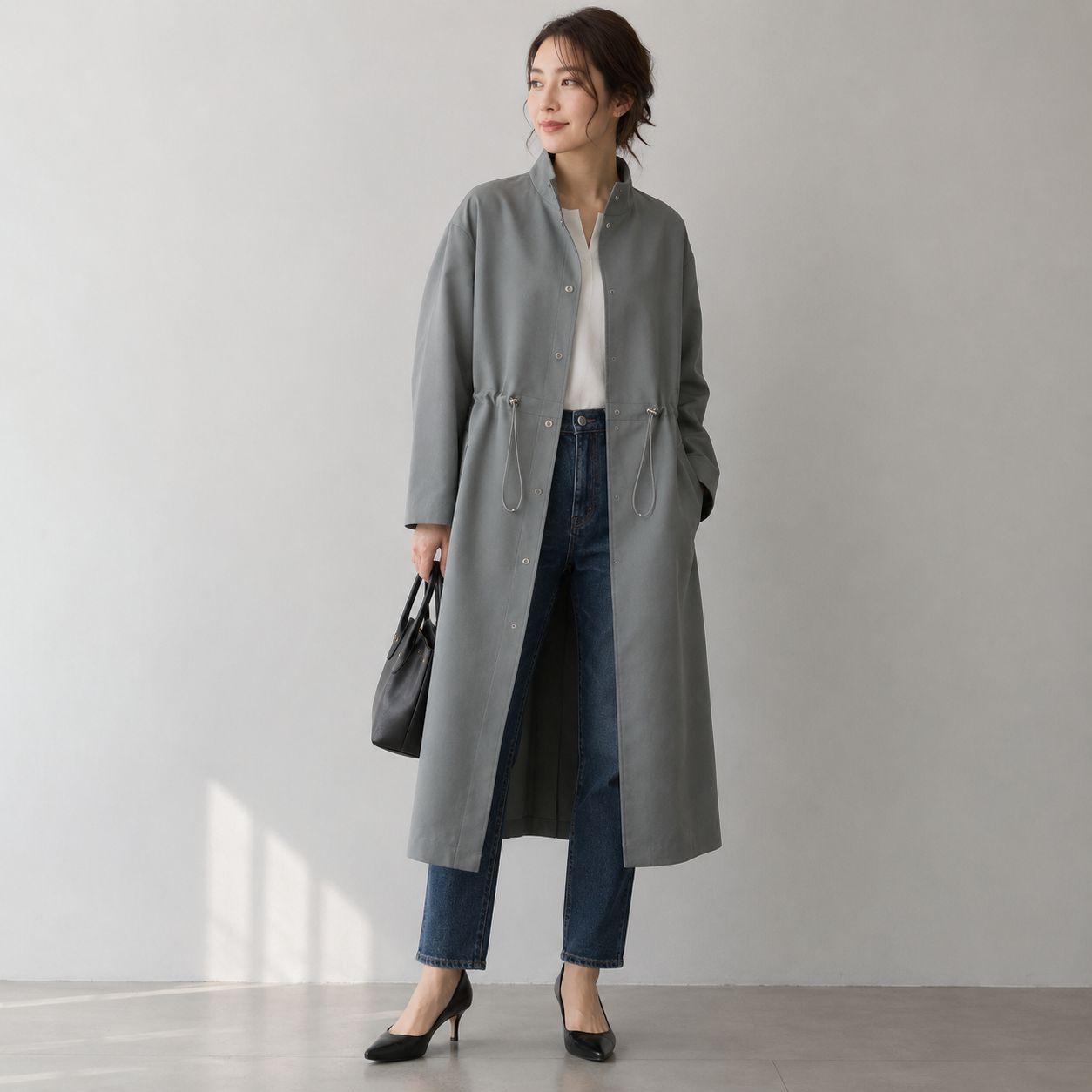 BEAUTY&YOUTH ビューティー&ユース UNITED ARROWS ユナイテッドアローズ☆BY ダブルクロスツイルドローストリングコート M