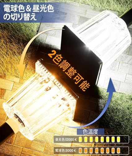 ALFIOT ガーデンライト 屋外 ソーラー 【電球色/昼光色 2色切替】 IP65防水 大面積ソーラーパネル 1200mAh大容量ソーラー充電バッテリー 最大28時間点灯 光センサー 自動点灯/消灯 差し込み式 外構 玄関 アプローチ 足元 e8d46cd7