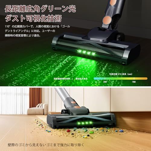 掃除機 コードレス【2026衝撃的デビュー！410Kpa真の超強力吸引＆同クラス最軽量＆自走式＆自立式＆革新版グリーンLEDライト＆2in1置くだけ充電スタンド＆次世代LEDディスプレイ】65分連続稼働 Yuuscc サイクロン 掃除機 コー 42332583