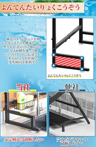 ADBIU 【幅62~82cm・高さ49~55cm対応】シンク上水切りラック 伸縮式 2段 大型キッチンディッシュラック ステンレススチール 防錆塗装 大容量 包丁・まな板・箸立て付き スマホホルダー キッチン収納 組み立て簡単 錆びない カ 3d9dc877 ADBIU 【幅62~82cm・高さ49~55cm対応】シンク上水切りラック 伸縮式 2段 大型キッチンディッシュラック ステンレススチール 防錆塗装 大容量 包丁・まな板・箸立て付き スマホホルダー キッチン収納 組み立て簡単 錆びない カ 3d9dc877