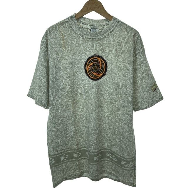 【中古】　adidas　Tシャツ　00s vintage　00年代　OLD　半袖　トップス　クルーネック　総柄　プリント　スポーツ　古着　/2000
