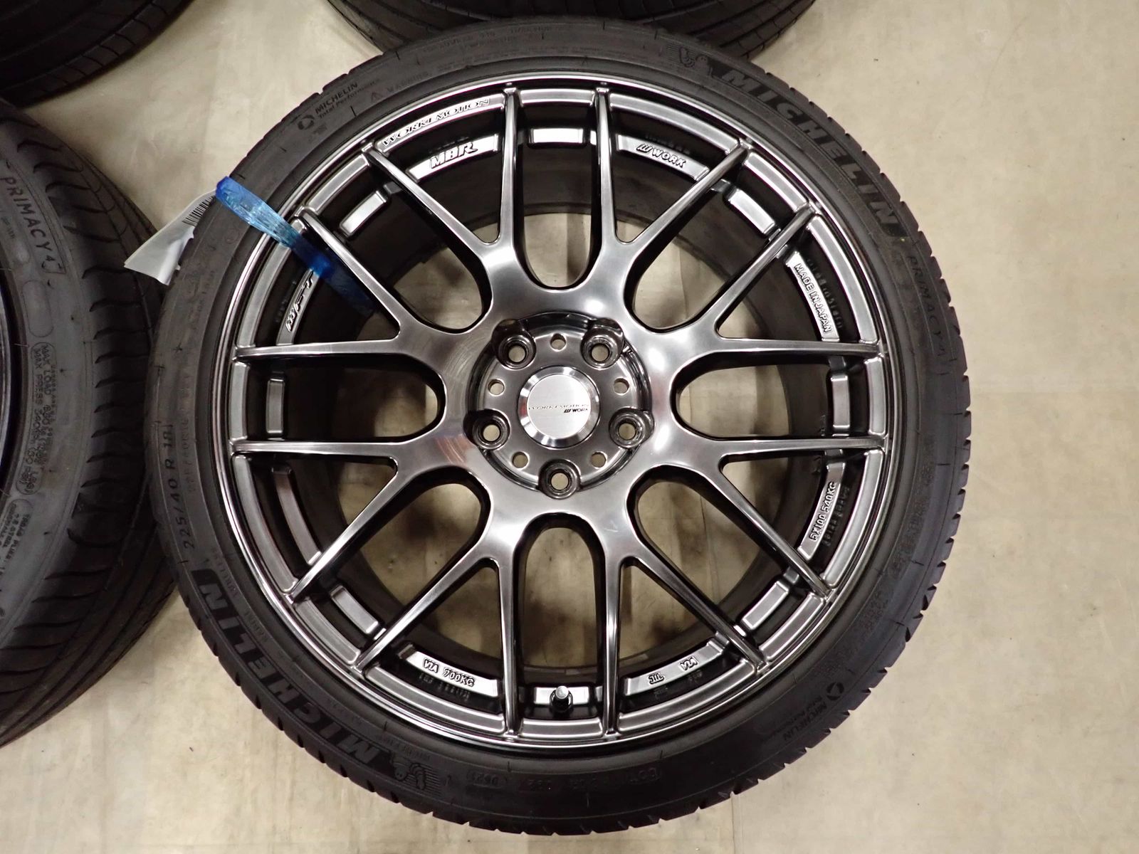 夏4本SET 会社宛送料無料 225/40R18×8.5J 92Y ミシュラン プライマシー4 2021年製 WORK エモーション M8R アルミ 255/40R18 特価 NO,I3946