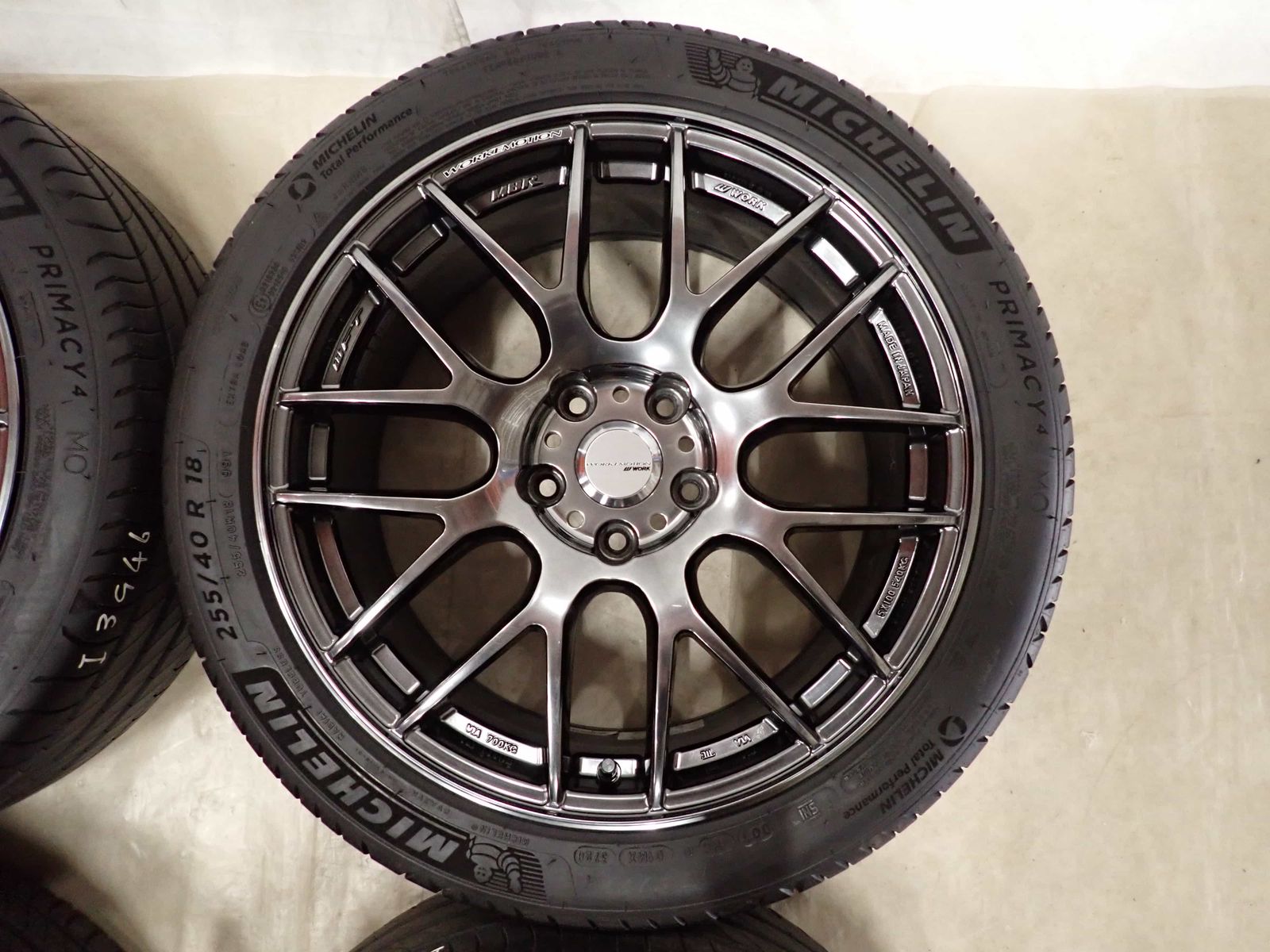 夏4本SET 会社宛送料無料 225/40R18×8.5J 92Y ミシュラン プライマシー4 2021年製 WORK エモーション M8R アルミ 255/40R18 特価 NO,I3946