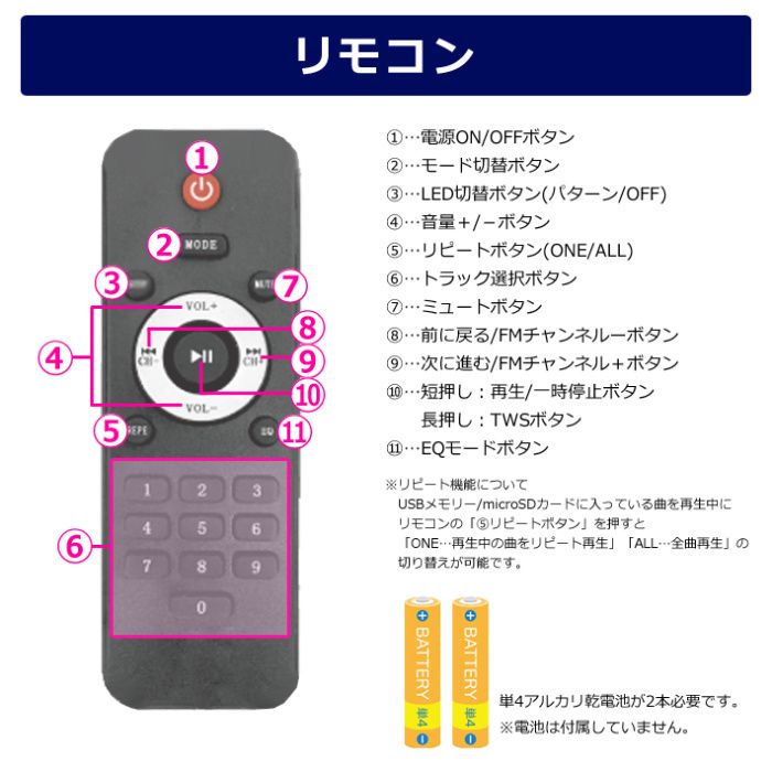 【新品】CICONIA コンパクト LED ポータブルスピーカー CTFE-2040B1 コンパクトLEDパーティースピーカー