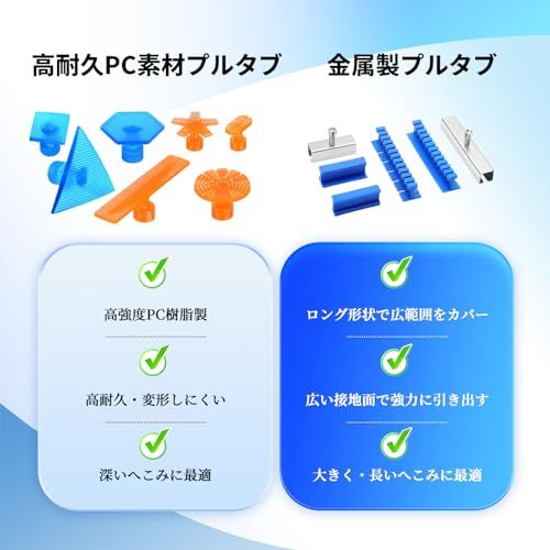Super PDR デントリペアツールセット PDR用 車の凹み修理工具セット デントリペア 工具 凹み修復工具 自動車鈑金 塗装不要 デントリフター スライドハンマー 引っ張り工具 収納バッグ付きso dc272e79