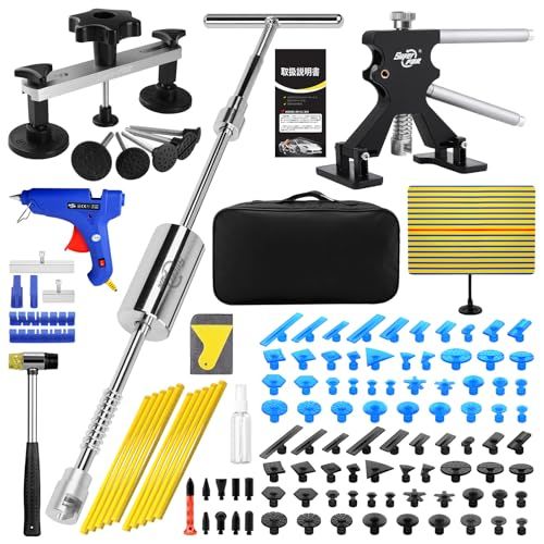 Super PDR デントリペアツールセット PDR用 車の凹み修理工具セット デントリペア 工具 凹み修復工具 自動車鈑金 塗装不要 デントリフター スライドハンマー 引っ張り工具 収納バッグ付きso dc272e79