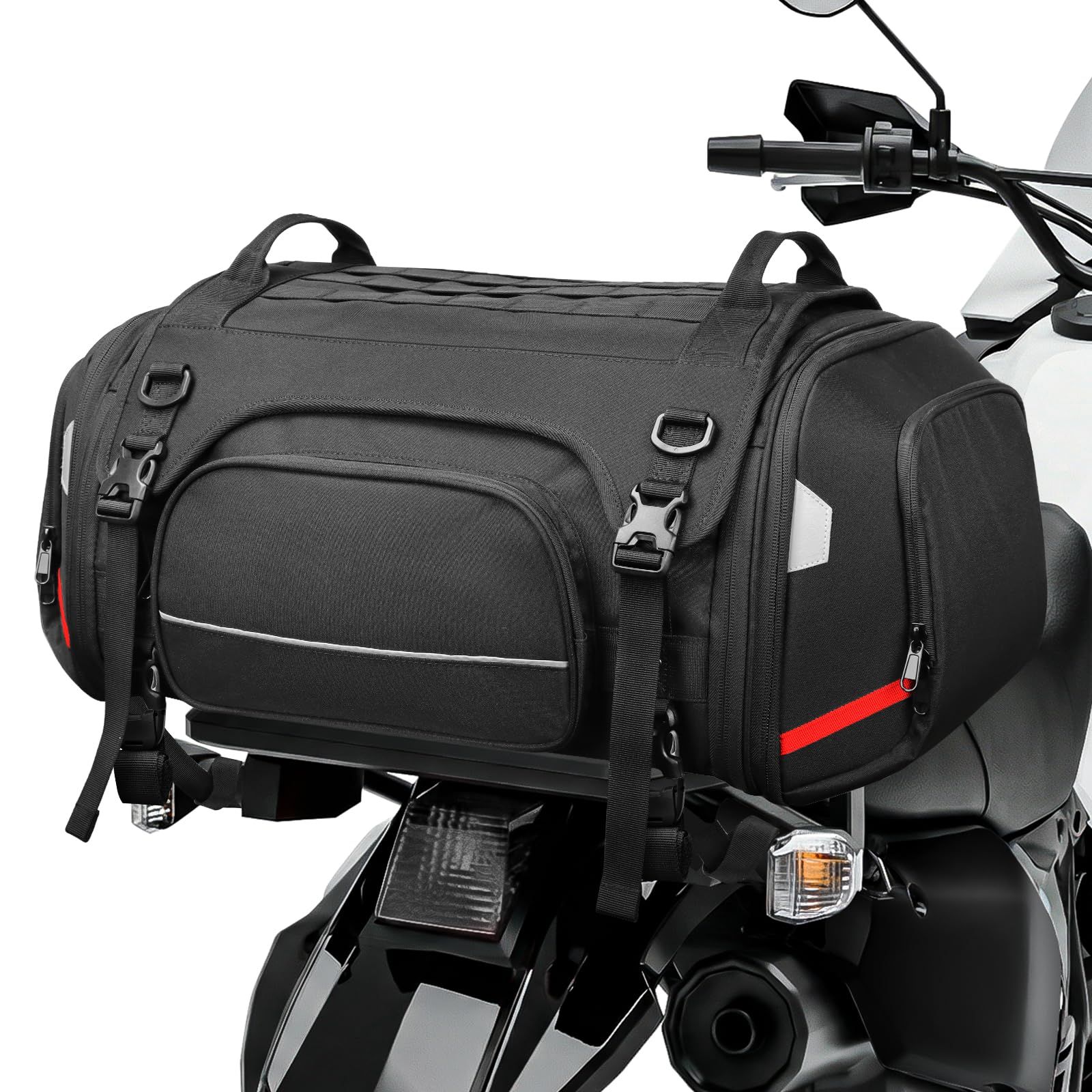 [TOFEMY] バイク用 シートバッグ 型崩れ防止構造 拡張機能 58-73L バイク用 ツーリング 折りたたみ可能 車載バッグ 大容量 バイク リアバッグバックパックに変換可能 PVC防水素材 ツーリングバッグ 折りたたみ収納 レインカバ 2c1e86db