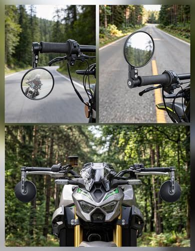 KEMIMOTO バイク バーエンドミラー 車検対応 バイクミラー 丸型 左右セット 汎用 軽量 角度調整可能 ブラック ホンダ カワザキ スズキ ヤマハ KTM KM3007so 3681d870