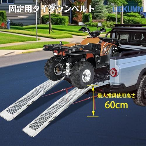 LIEKUMM ラダーレール 2本 長さ170*幅22cm 耐荷重440kg スチール製 バイク ラダーレール 折りたたみ 滑り止め バイク スロープ除雪機 車載 軽トラso b7442ba0