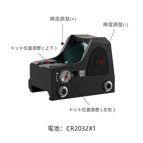 TMR Mini ドットサイト 高輝度LEDダットサイト 3500gまでの耐衝撃性能オープンドットサイト マウントアダプター 2種付属 IPX4防水(BK)so 6efd791c