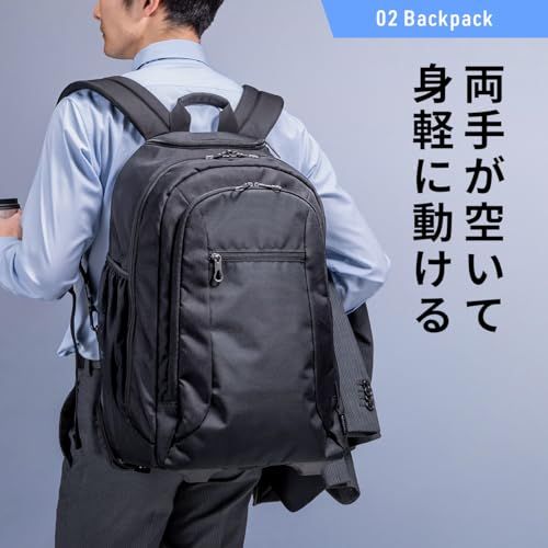 [サンワダイレクト] キャリー リュック 機内持ち込み 15.6型対応 25L キャスター付き 2輪 2WAY 軽量 撥水加工 1泊2日 スーツケース バック 200-BAGCR015BKso b3394555