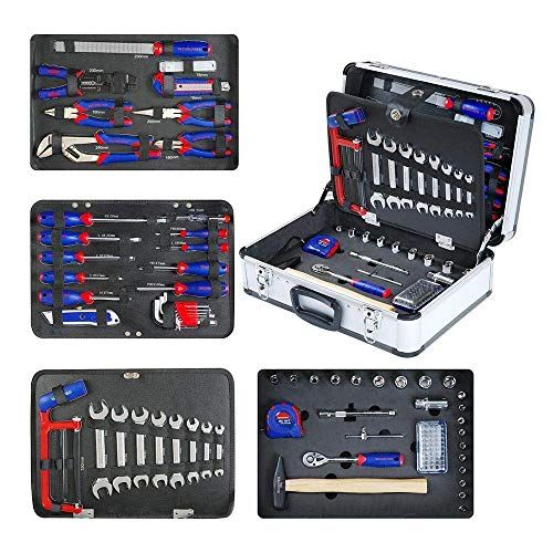 WORKPRO ホームツールセット 工具セット 119点組 家庭用 DIY 日曜大工 家具組み立て 住まいのメンテナンス バイク 車載 整備工具セット アルミケース付属so af104109