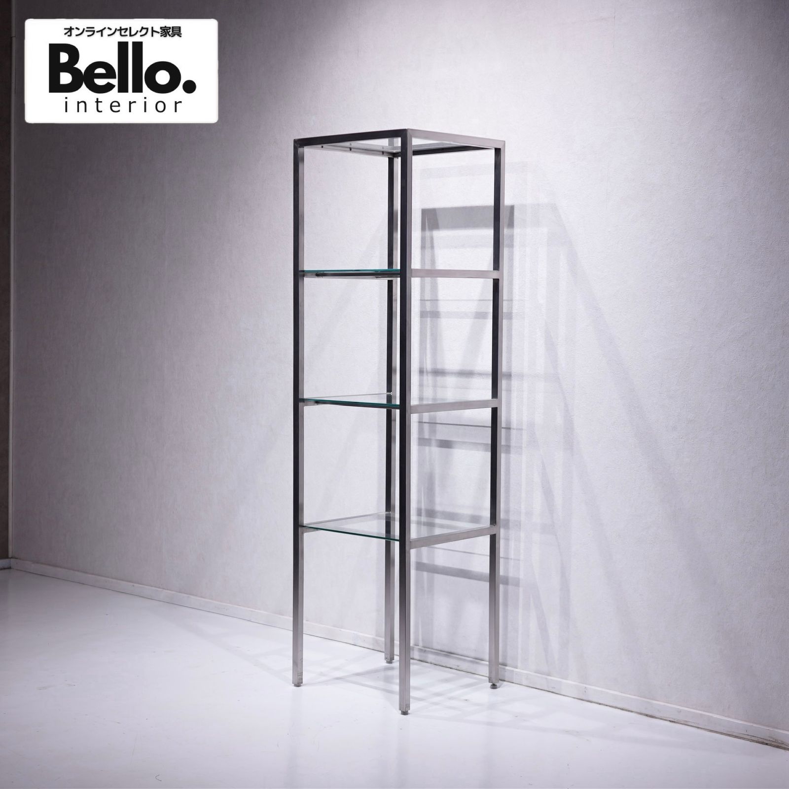 Anonymous Display Shelf / モダン 美品 ステンレス ガラスシェルフ ディスプレイラック オープンシェルフ 飾り棚（関連:vitra フリッツハンセン）