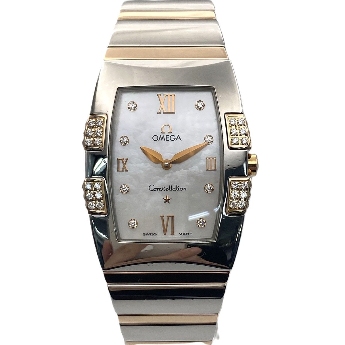 OMEGA オメガ コンステレーション クアドレラ 18K/SS 8Pダイヤ シェル 