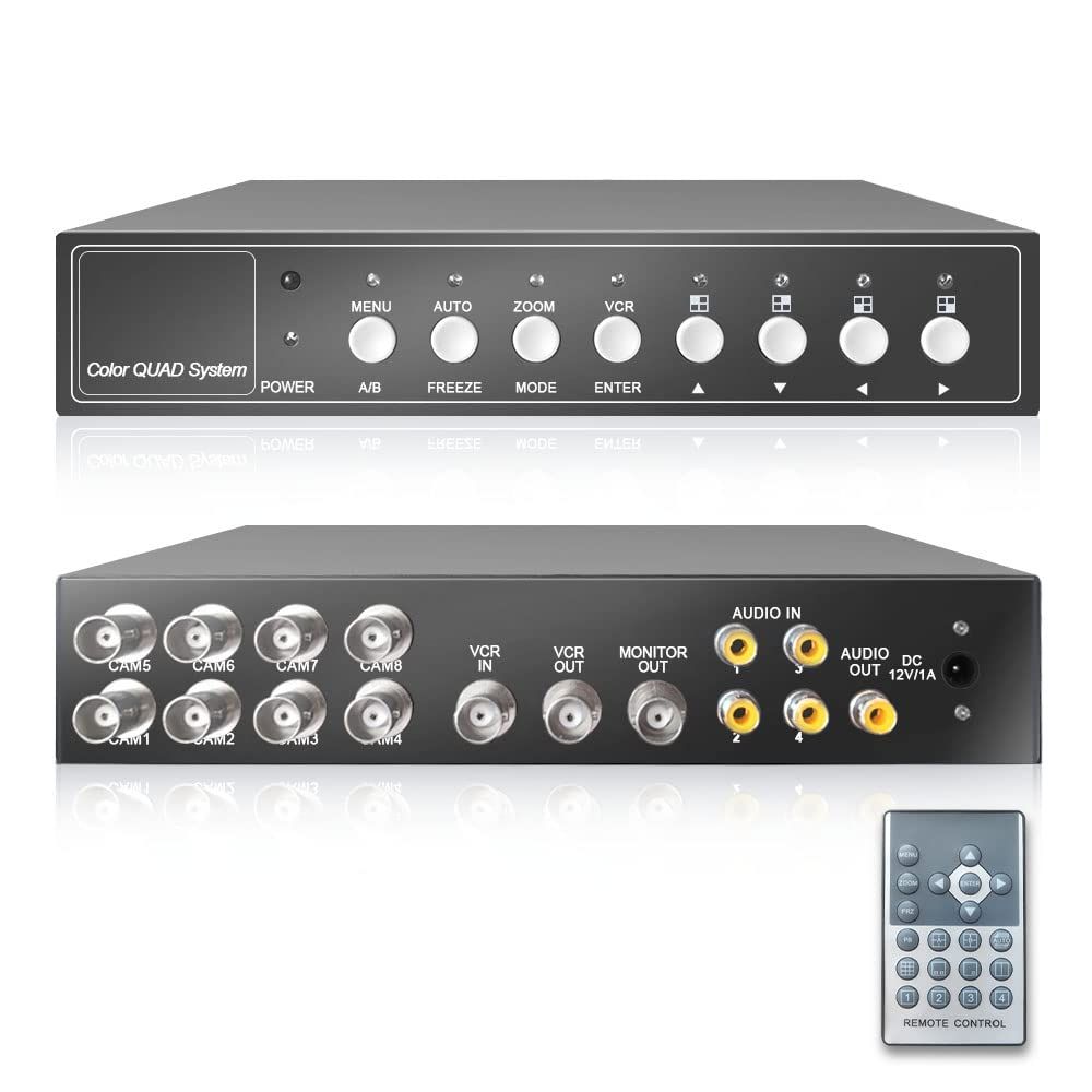 新品 8チャンネル非リアルタイムビデオマルチプレクサCCTV 監視カメラ用ビデオ画像プロセッサ、デジタル ズーム、ビデオ フリーズ、ビデオ ロス アラーム、モーション検出機能付き オーディオ入出力をサポート