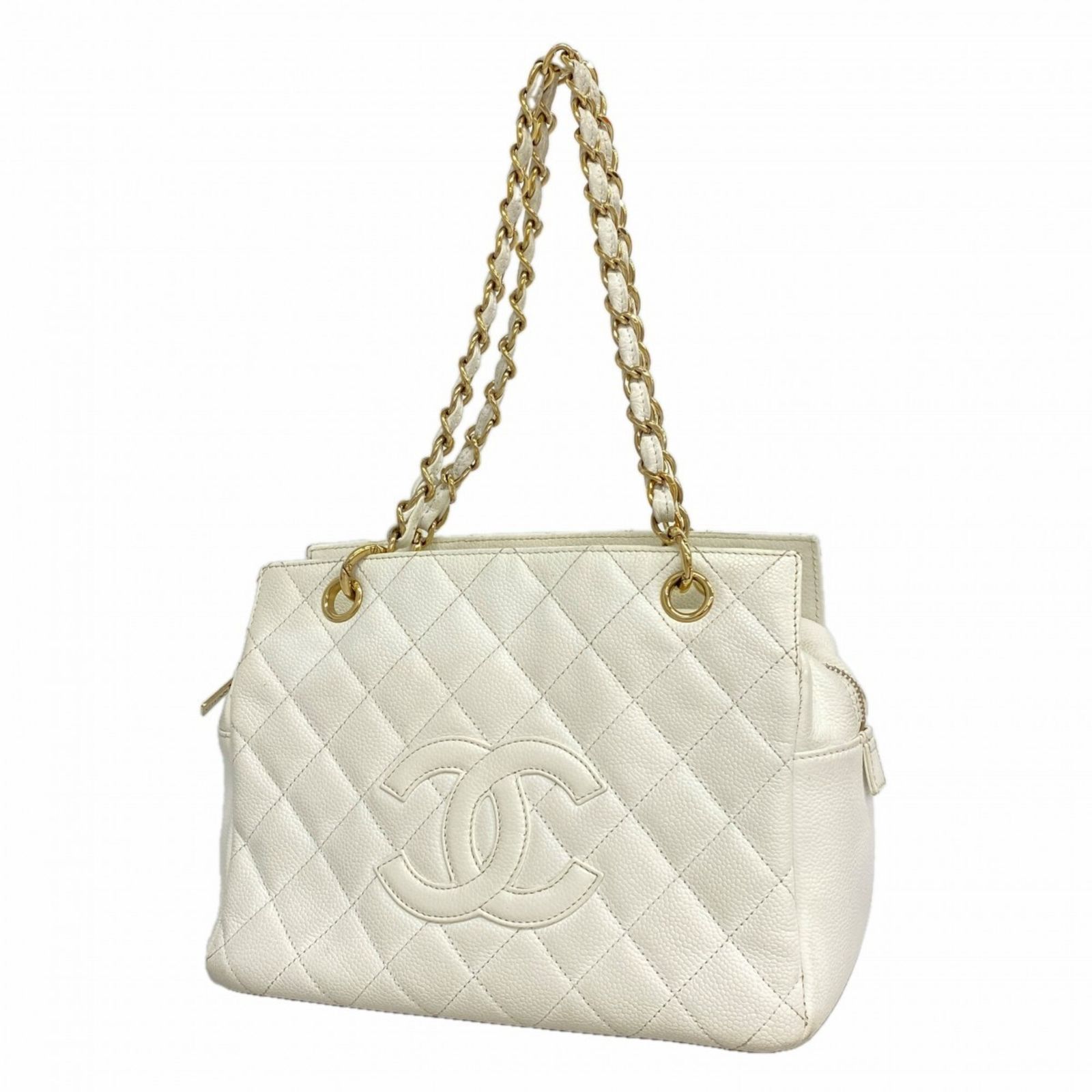 シャネル(Chanel) シャネル トートバッグ・チェーントート マトラッセ キャビアスキン ホワイト シャンパンレディース P2960784