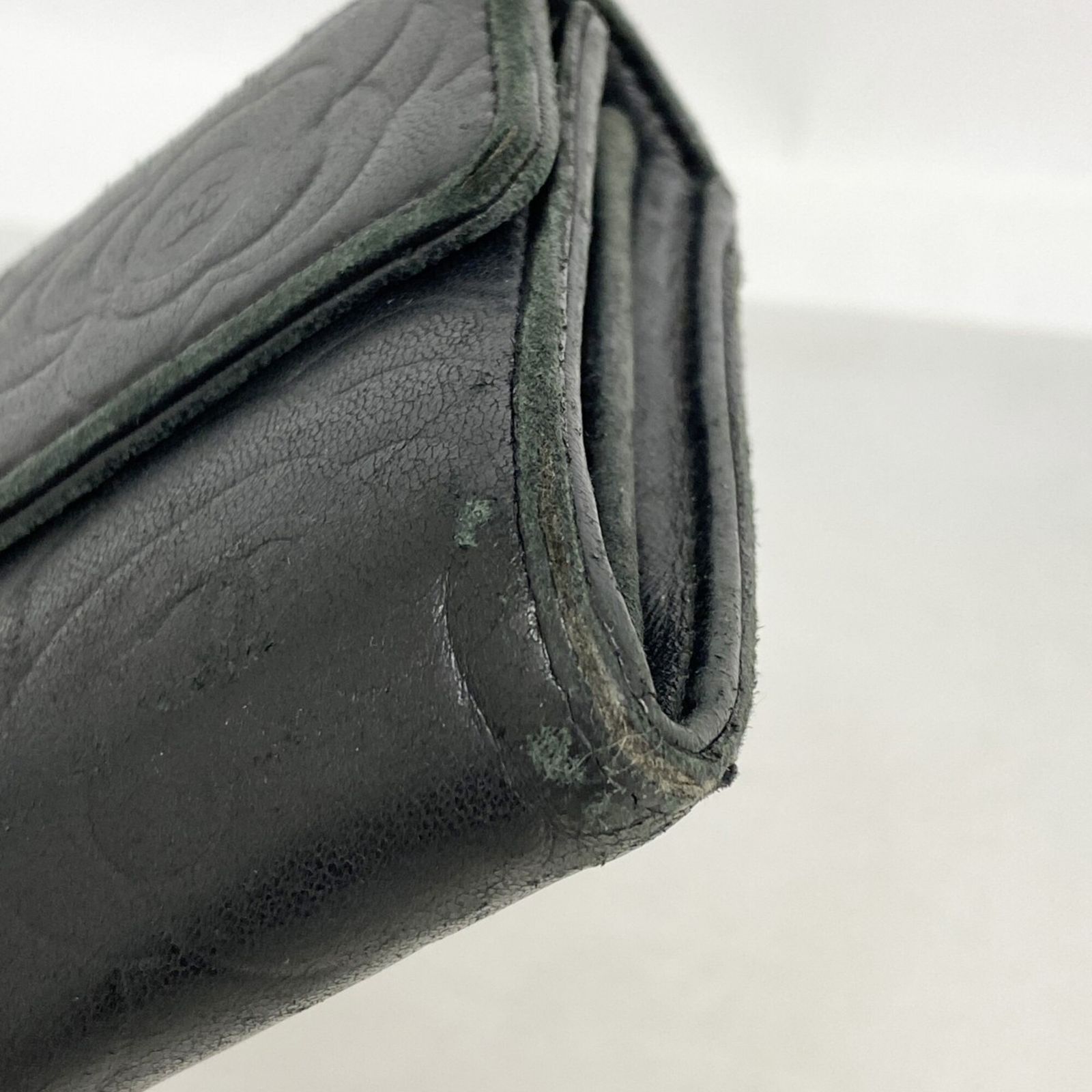 シャネル(Chanel) シャネル 長財布 カメリア ラムスキン ブラック