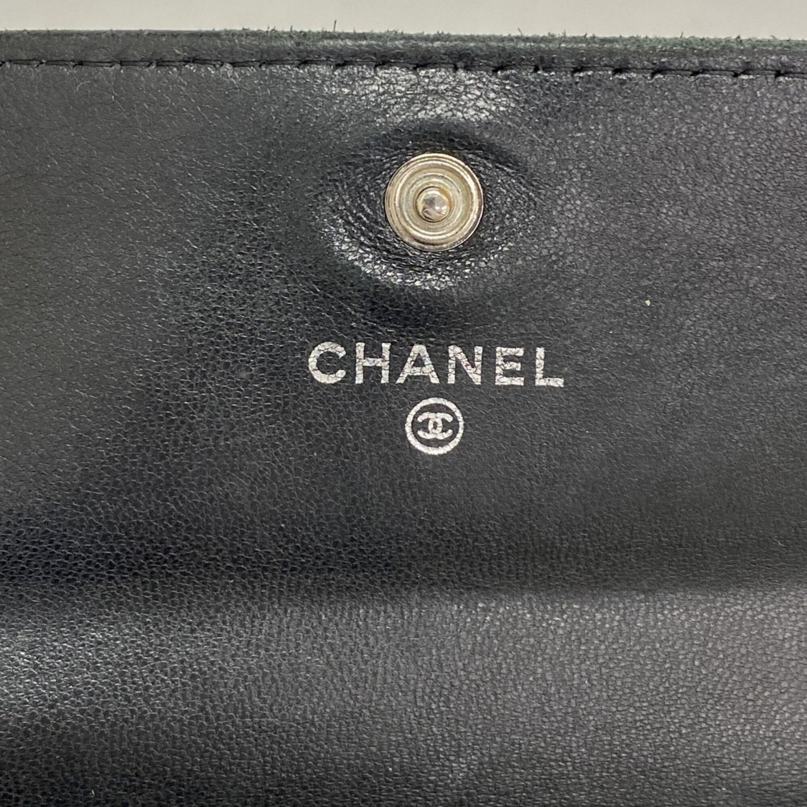 シャネル(Chanel) シャネル 長財布 カメリア ラムスキン ブラック