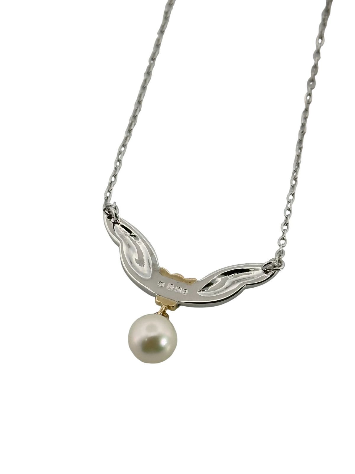 MIKIMOTO ミキモト SV シルバー K18 コンビ パール 真珠 ネックレス ペンダント アクセサリー 4g