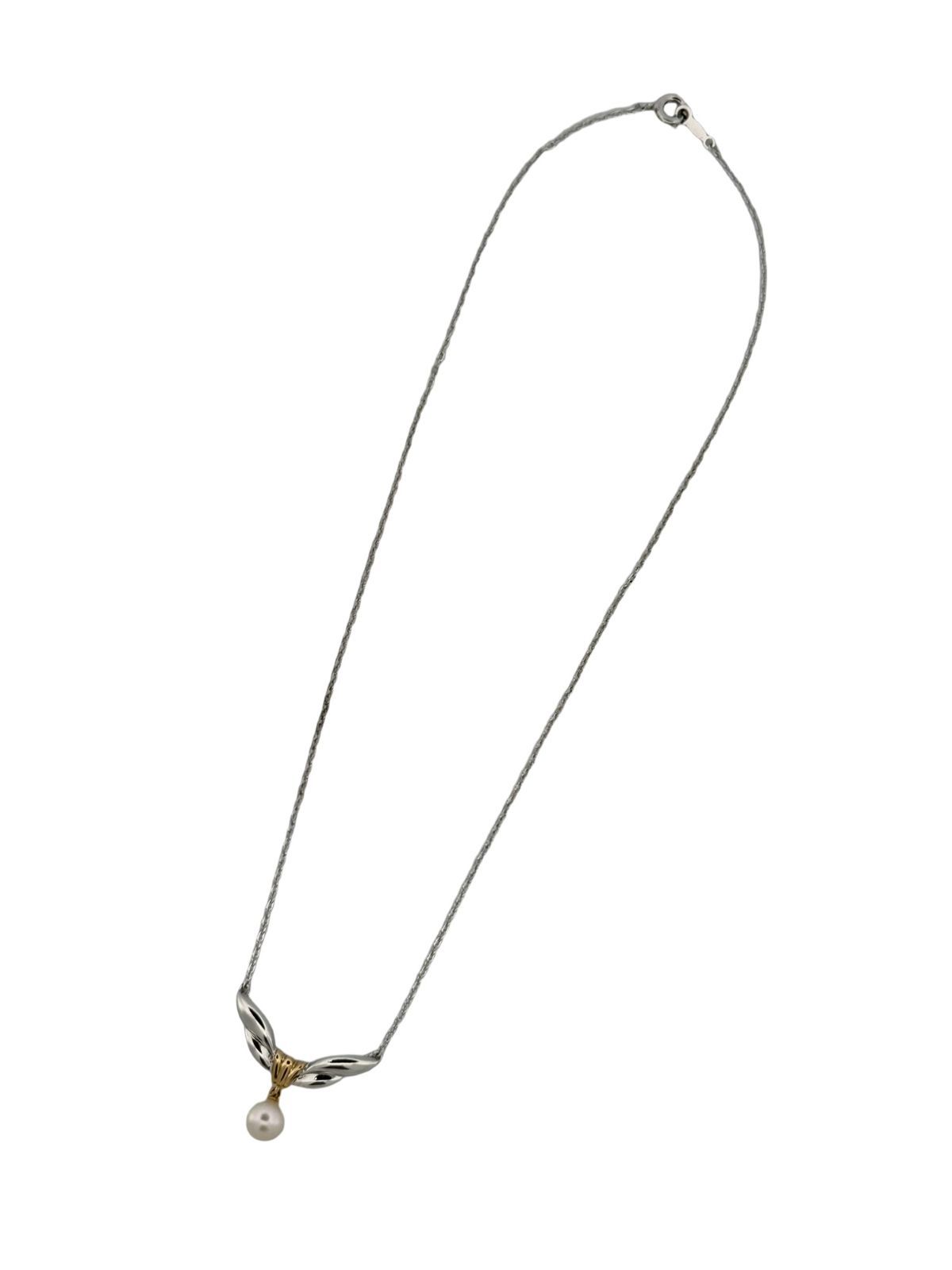 MIKIMOTO ミキモト SV シルバー K18 コンビ パール 真珠 ネックレス ペンダント アクセサリー 4g