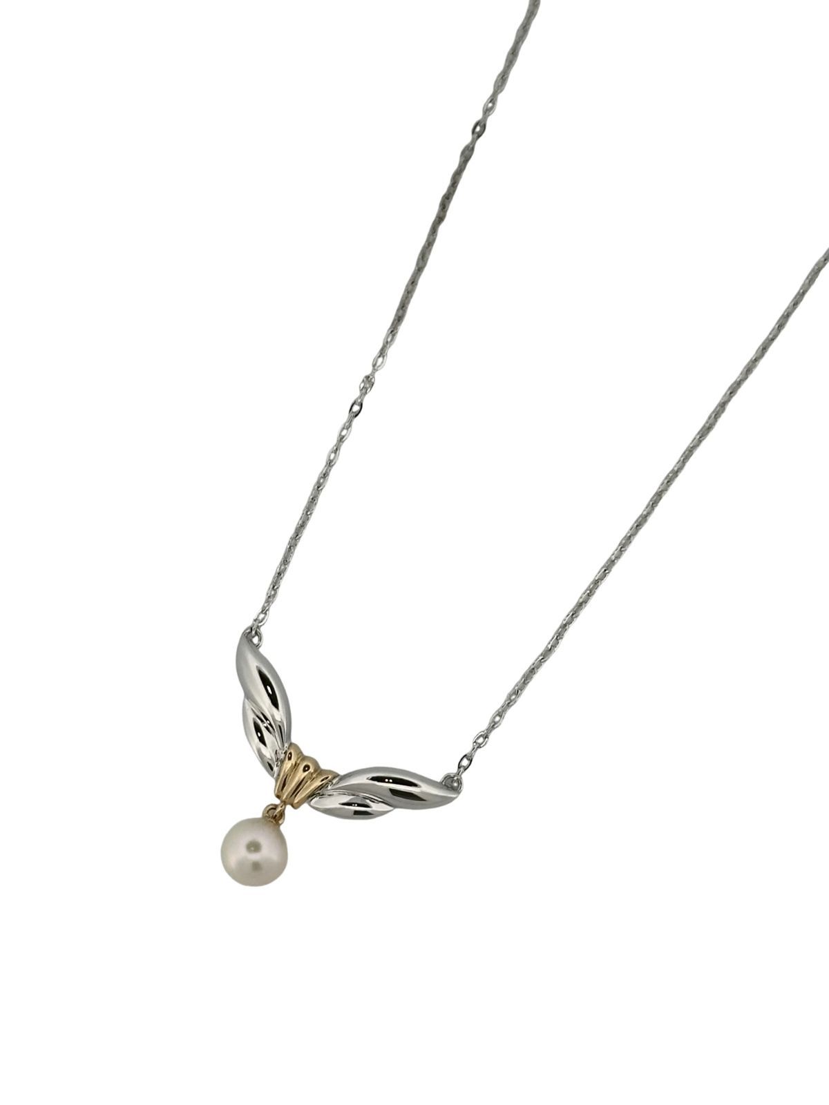 MIKIMOTO ミキモト SV シルバー K18 コンビ パール 真珠 ネックレス ペンダント アクセサリー 4g