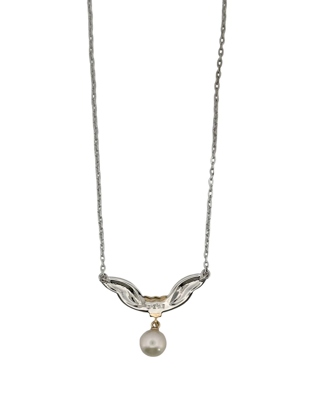 MIKIMOTO ミキモト SV シルバー K18 コンビ パール 真珠 ネックレス ペンダント アクセサリー 4g