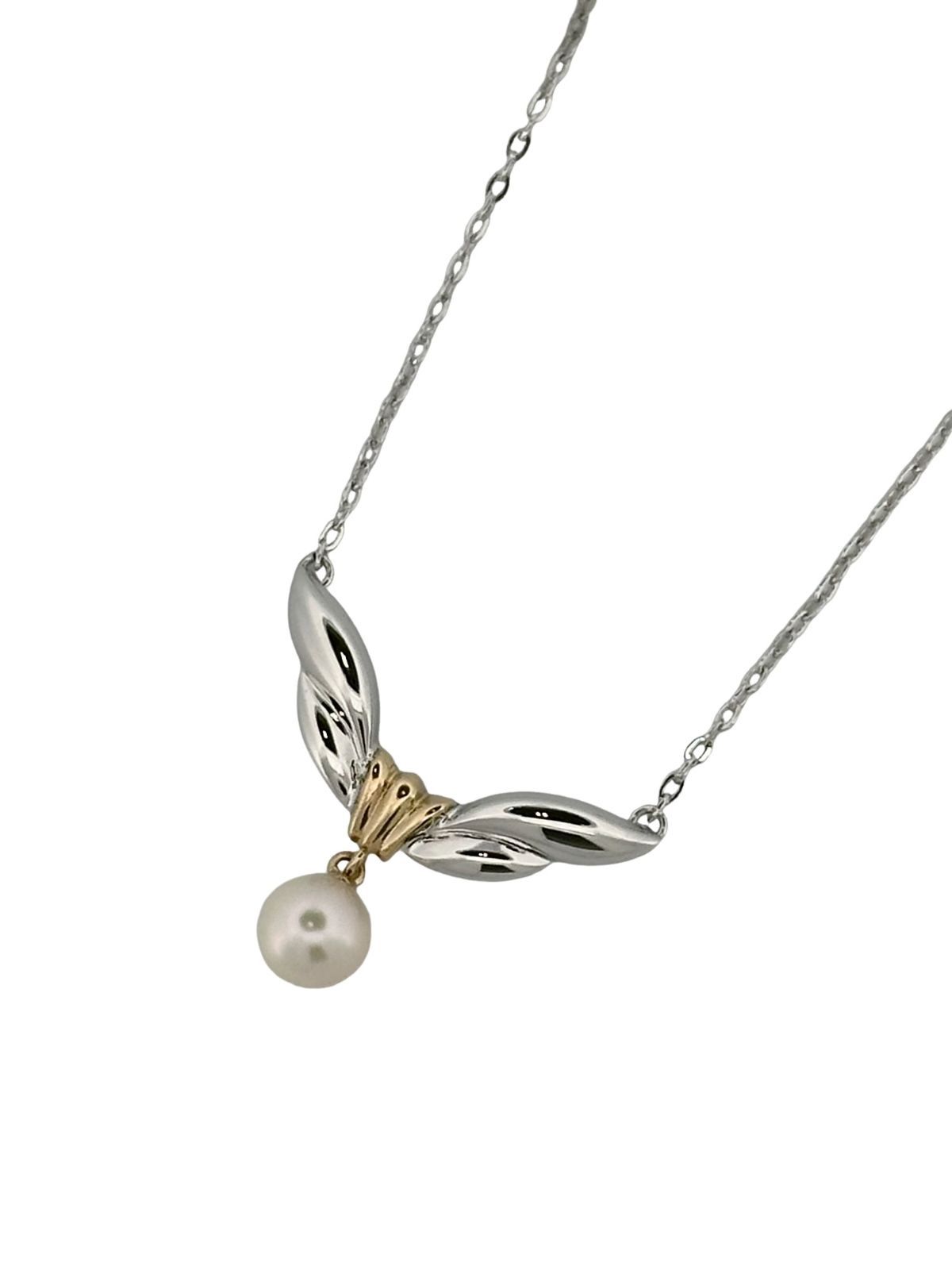 MIKIMOTO ミキモト SV シルバー K18 コンビ パール 真珠 ネックレス ペンダント アクセサリー 4g