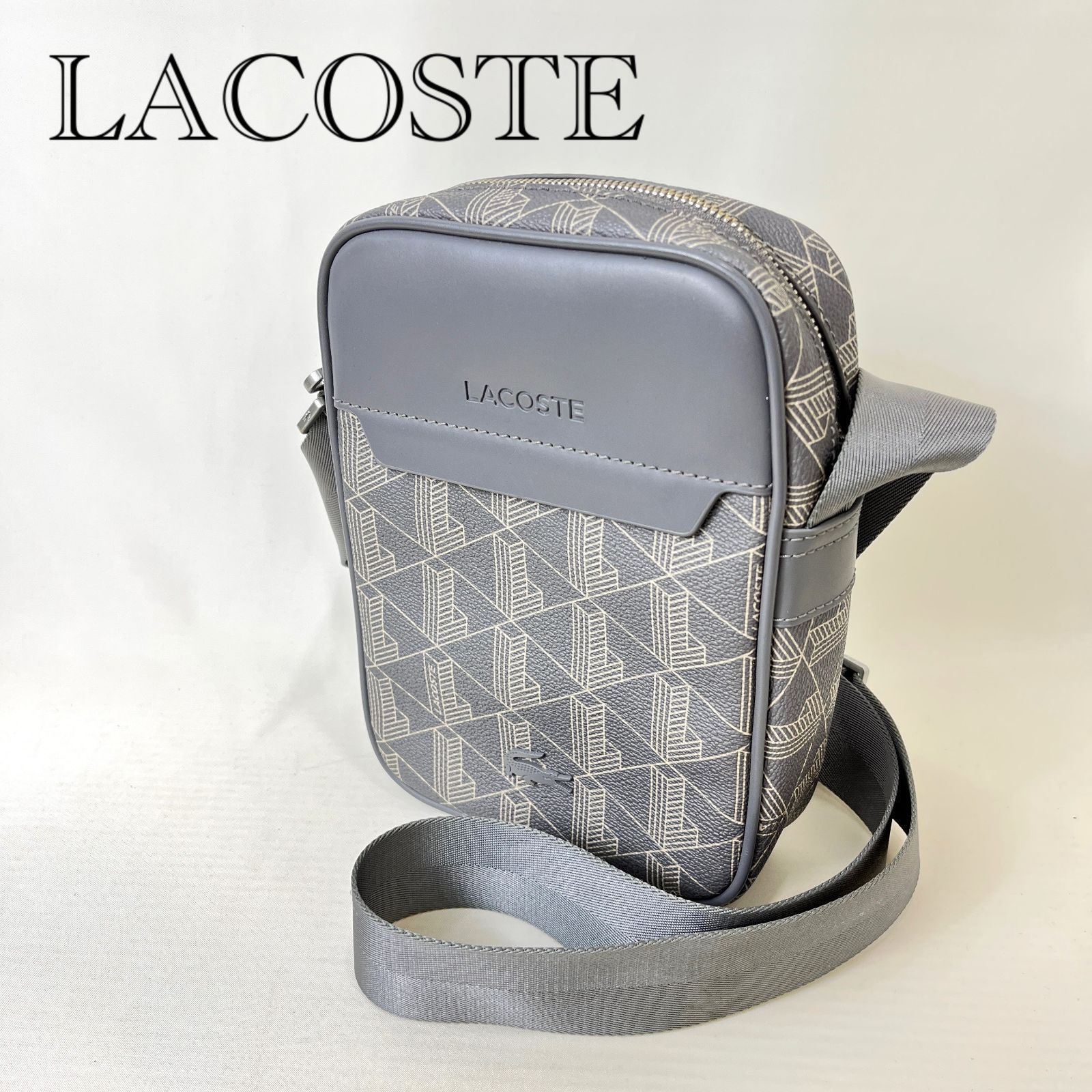 LACOSTE ラコステ ショルダーバック グレー メンズ _266067 - メルカリ