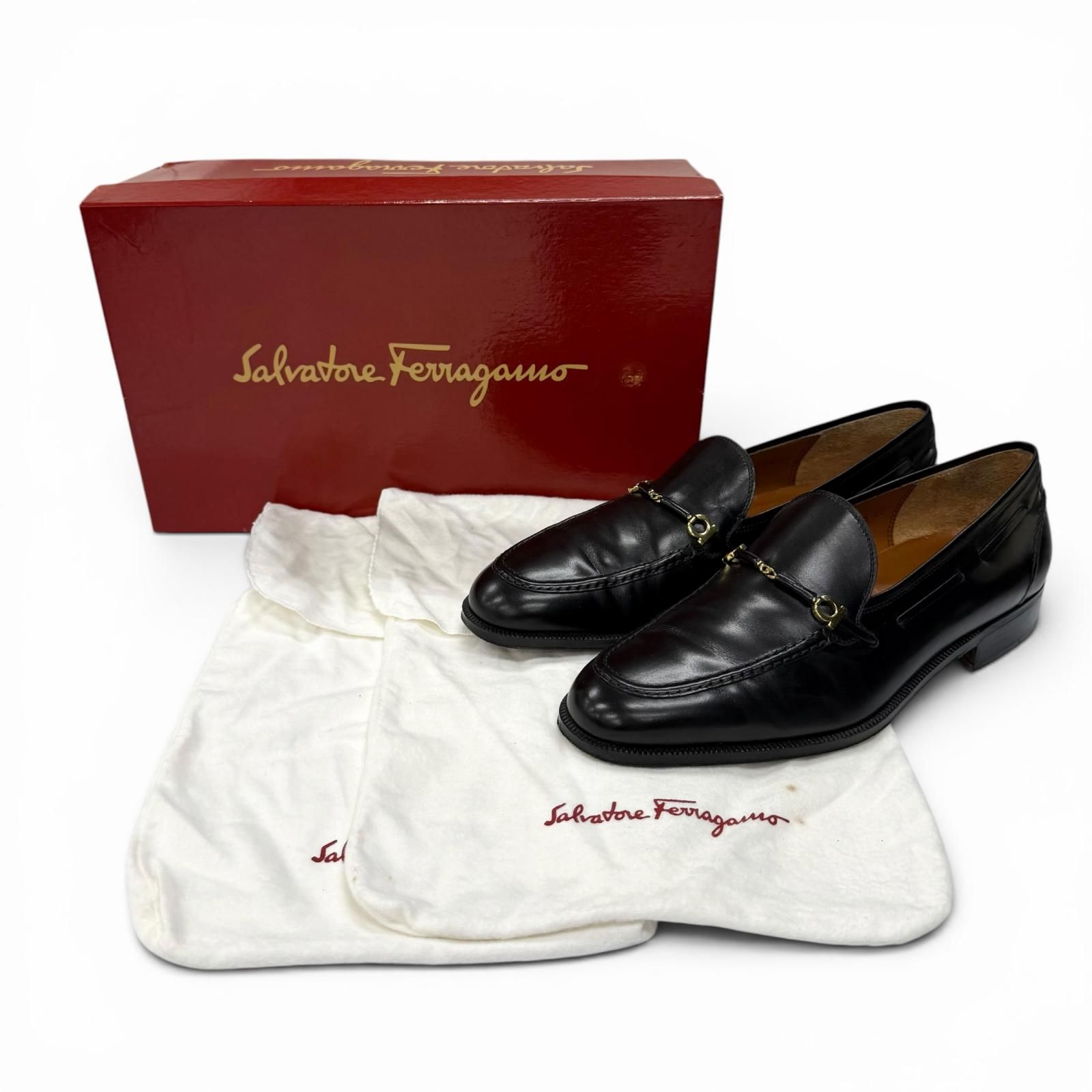 美品]Salvatore Ferragamo サルバトーレフェラガモ 型押しレザー 