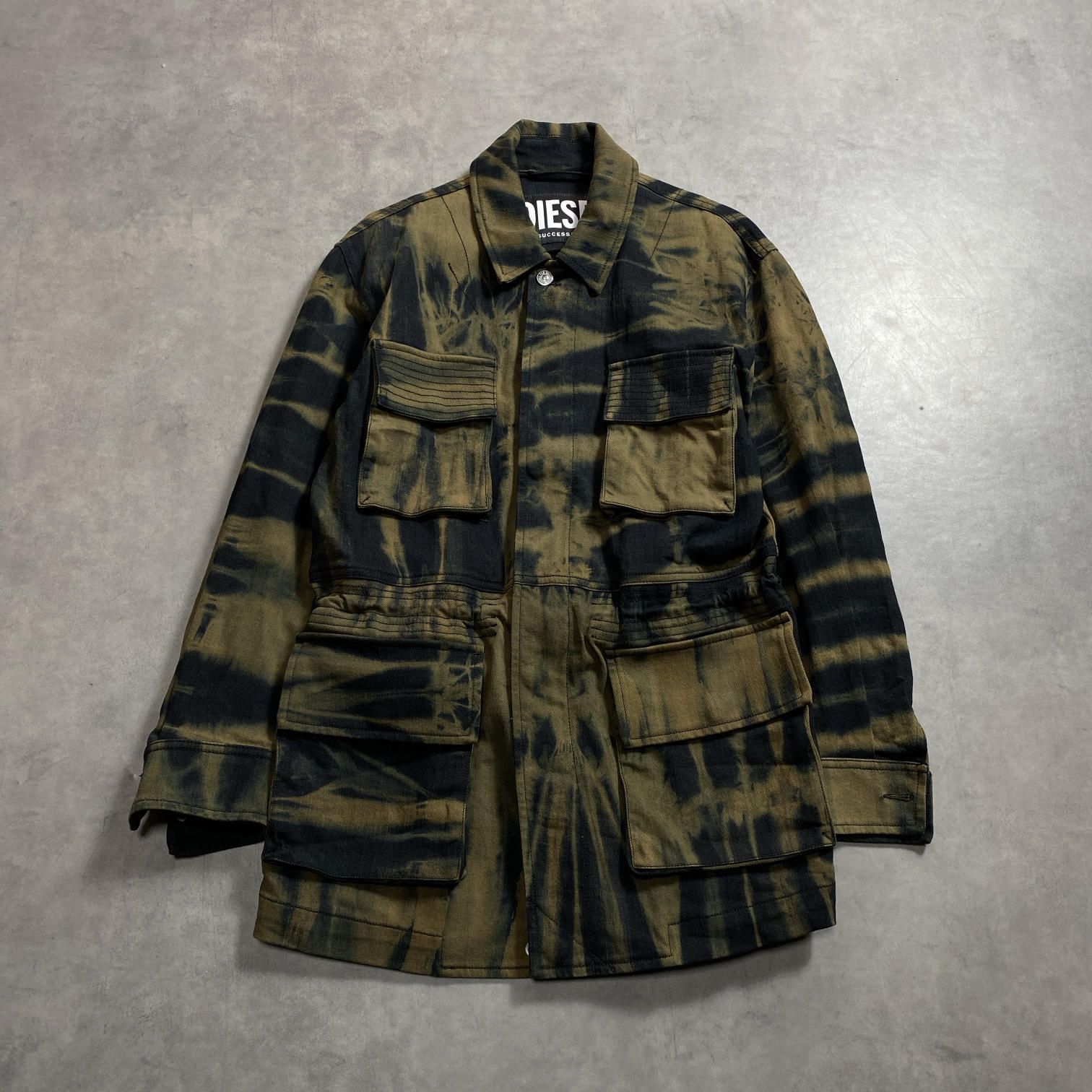 GQ5346◇DIESEL：タイダイ柄 ストレッチM-65ジャケット◇XS◇ブラウン系 D-NOVO-SP1 ディーゼル