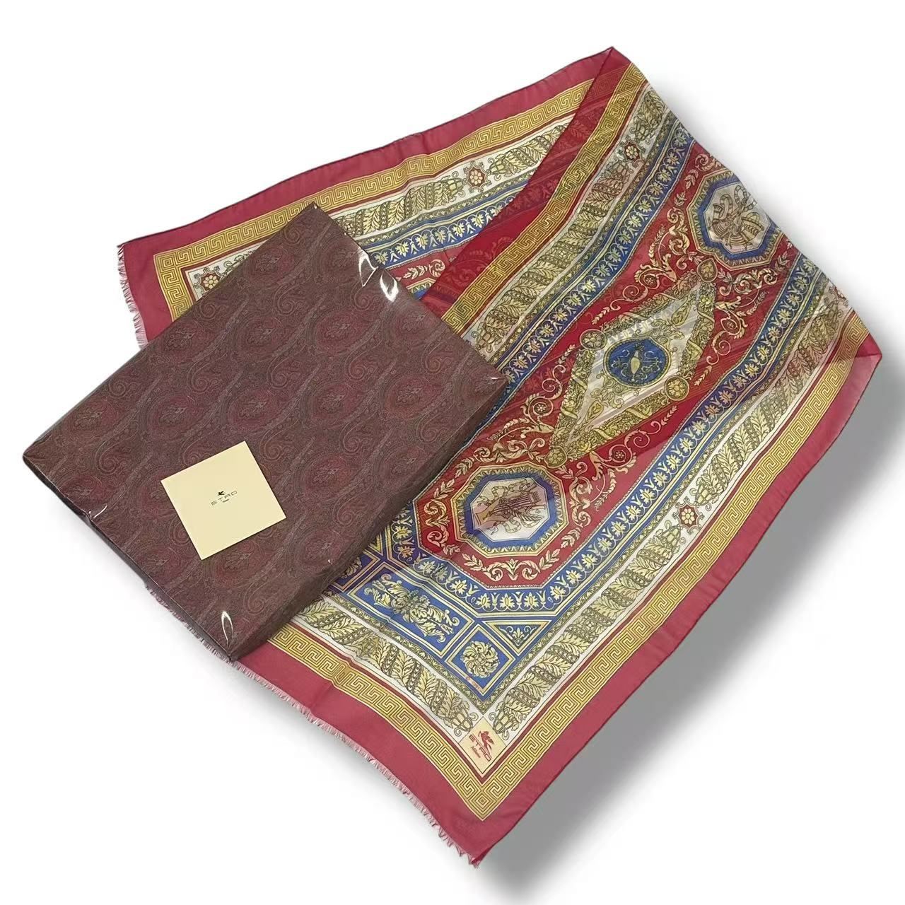 新品同様 ETRO エトロ ストール フリンジ付き マルチカラー シルク