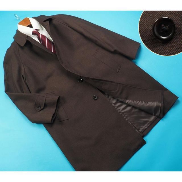 新品 オンワード樫山×伊勢丹 Tailor Caid 日本製 ウール100% カルゼ ステンカラーコート 42(XL相当) 茶 8654714-2
