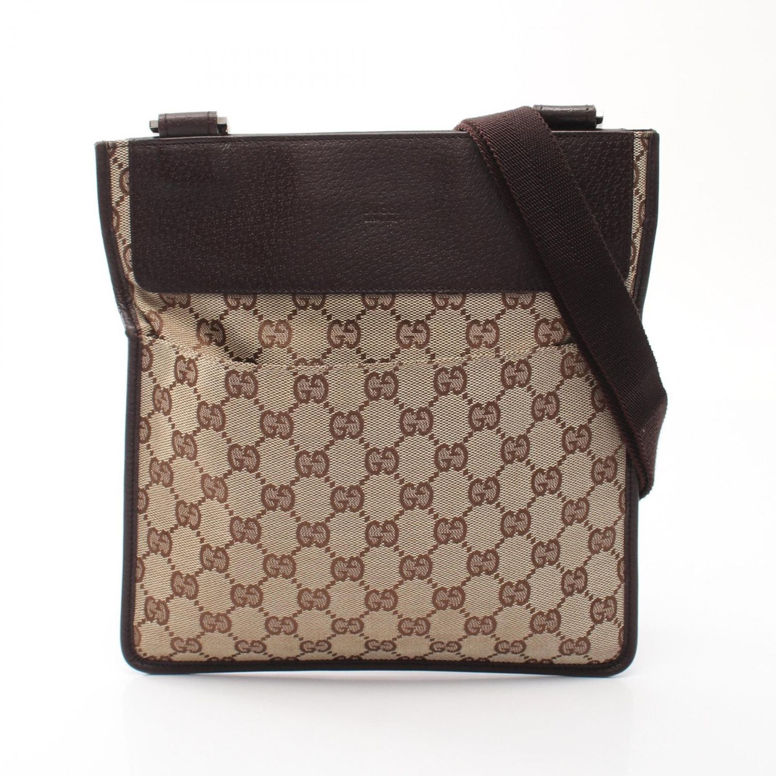 グッチ GUCCI ショルダーバッグ GGキャンバス 27639 ダークブラウン/ベージュ キャンバス レザー ショルダーバッグ レディース Used B