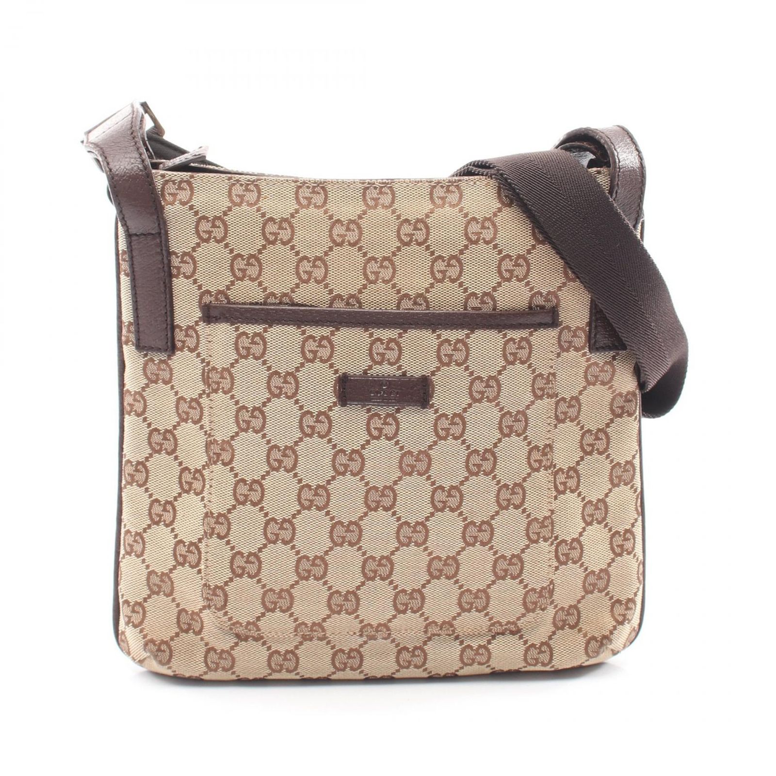 グッチ GUCCI ショルダーバッグ GGキャンバス 122793 ベージュ/ダークブラウ キャンバス レザー ショルダーバッグ レディース Used B