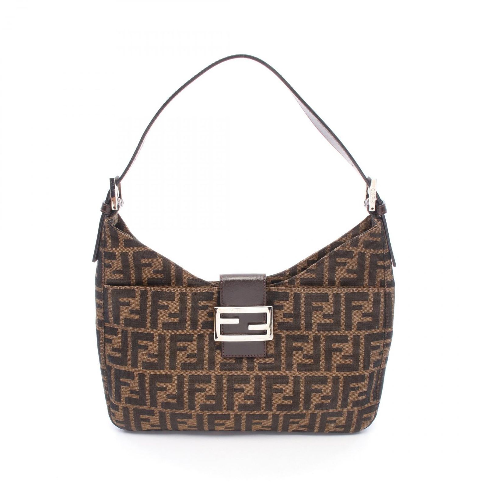 フェンディ FENDI ショルダーバッグ ズッカ ブラック/ブラウン キャンバス レザー ズッカ ショルダーバッグ レディース Used A