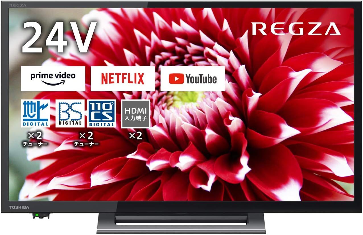 【動作確認済】【中古】本体・リモコンのみ 東芝 24型 液晶テレビ REGZA 24V34 ネット動画対応 ブラック系 2023年製
