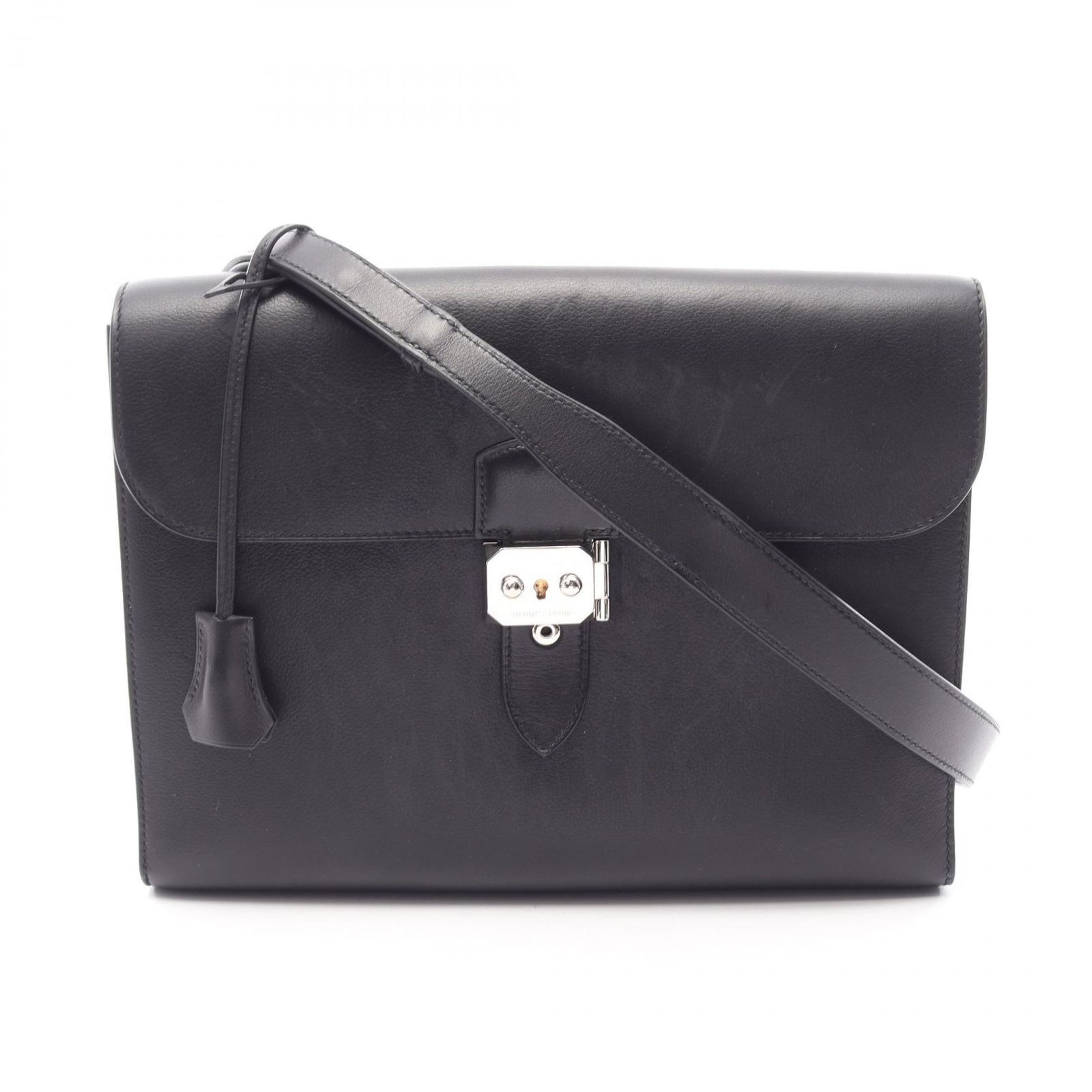 エルメス HERMES ショルダーバッグ サックアデペッシュ29 ブラック レザー サック ア デペッシュ29 メッセンジャーバッグ ブラック メンズ Used A