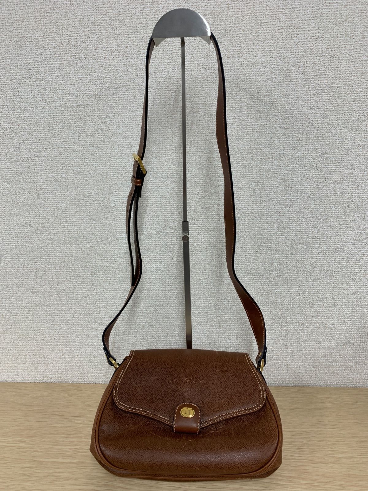 ！ dunhill ダンヒル ブラウン レザー ショルダーバッグ バッグ【バッグ2】【3】