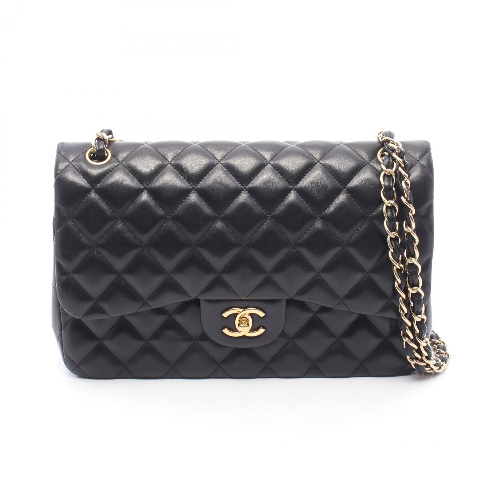 シャネル CHANEL ショルダーバッグ デカマトラッセ30 クラシック ラージ Wフラップ A58600 ブラック ラムスキン（羊革） デカマトラッセ チェーンショルダー レディース